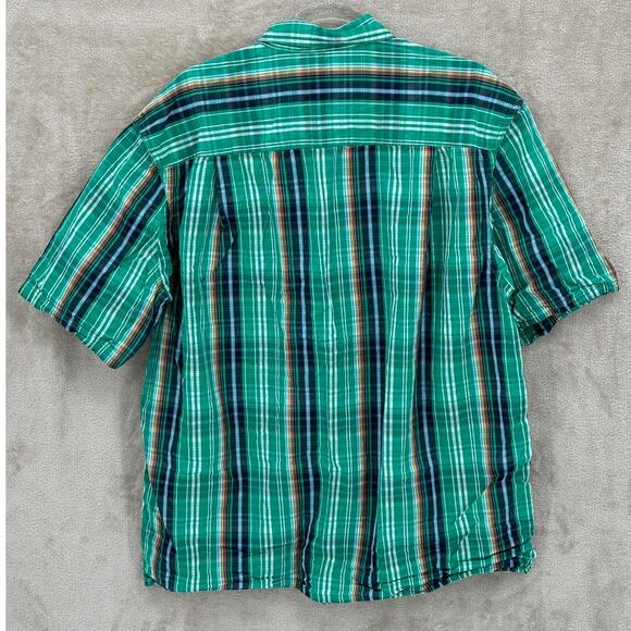 Duluth Trading Shirt Mens Large Tall Green Plaid Button Up Short Sleeve Cotton - Picture 2 of 7